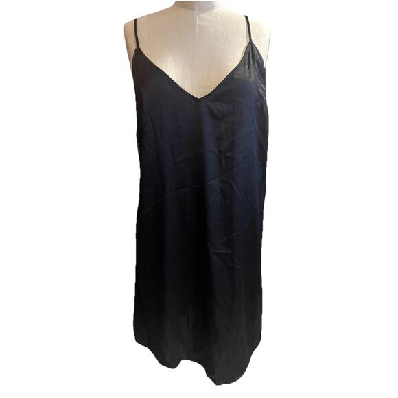 New Stars Above Black Satin Mesh Detail Nightgown Slip Black Size Large - Picture 2 of 7